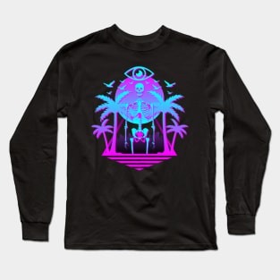 Deadvibes - Retro 80's Illuminati Skeleton Long Sleeve T-Shirt